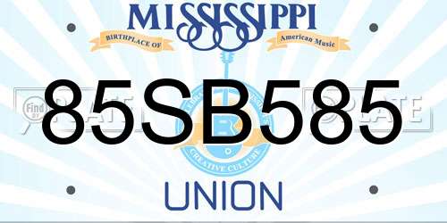 85SB585 Mississippi License Plate