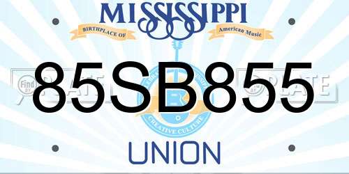 85SB855 Mississippi License Plate