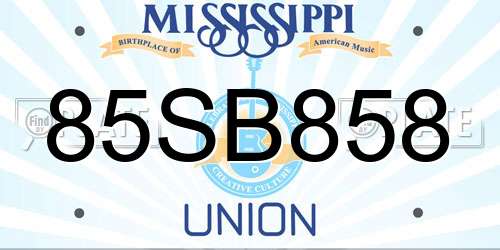 85SB858 Mississippi License Plate