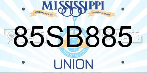 85SB885 Mississippi License Plate