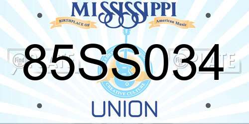85SS034 Mississippi License Plate