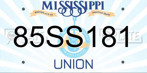 85SS181 Mississippi License Plate