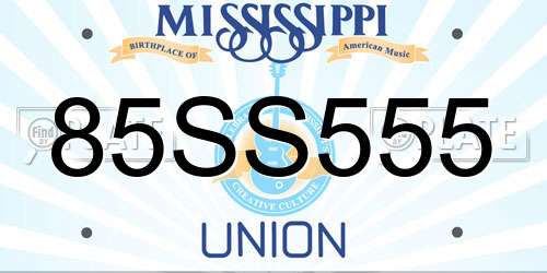 85SS555 Mississippi License Plate