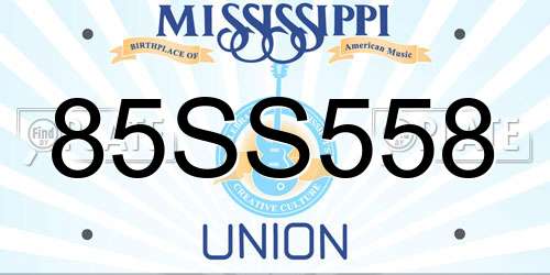 85SS558 Mississippi License Plate