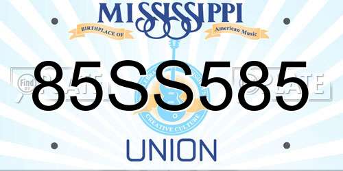 85SS585 Mississippi License Plate