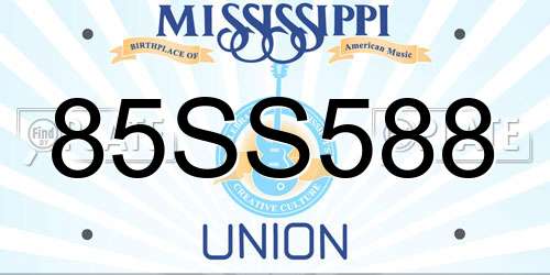 85SS588 Mississippi License Plate