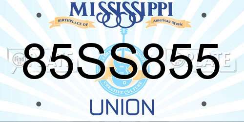 85SS855 Mississippi License Plate