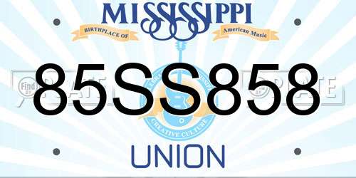 85SS858 Mississippi License Plate