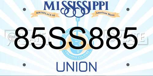 85SS885 Mississippi License Plate