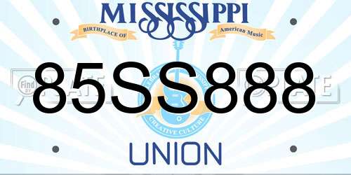 85SS888 Mississippi License Plate