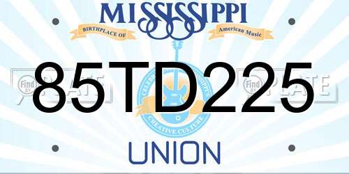 85TD225 Mississippi License Plate
