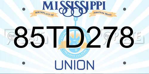 85TD278 Mississippi License Plate