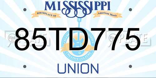 85TD775 Mississippi License Plate