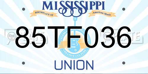 85TF036 Mississippi License Plate