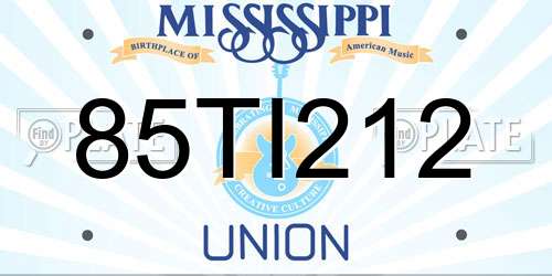 85TI212 Mississippi License Plate