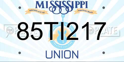 85TI217 Mississippi License Plate