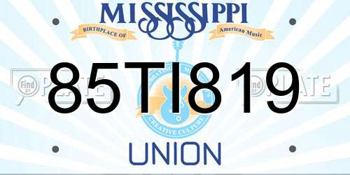 85TI819 Mississippi License Plate