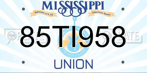 85TI958 Mississippi License Plate