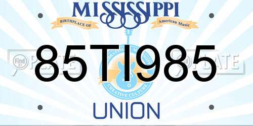 85TI985 Mississippi License Plate