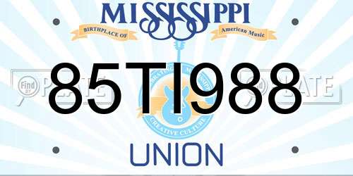 85TI988 Mississippi License Plate