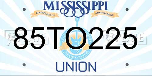 85TO225 Mississippi License Plate