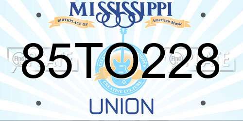 85TO228 Mississippi License Plate