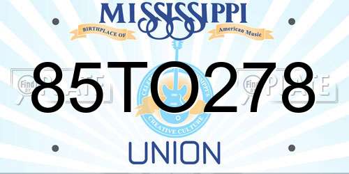 85TO278 Mississippi License Plate