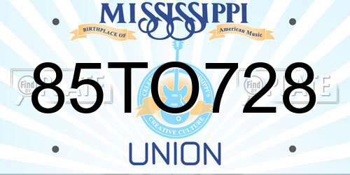 85TO728 Mississippi License Plate