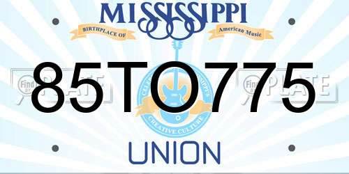 85TO775 Mississippi License Plate