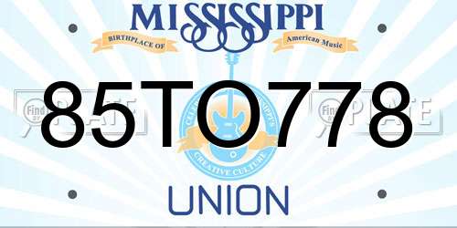 85TO778 Mississippi License Plate