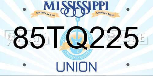 85TQ225 Mississippi License Plate