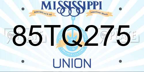 85TQ275 Mississippi License Plate