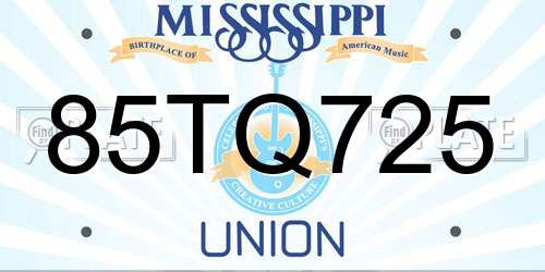 85TQ725 Mississippi License Plate