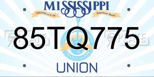 85TQ775 Mississippi License Plate