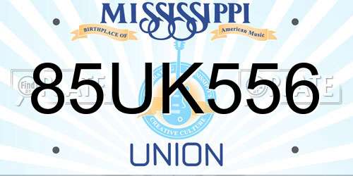 85UK556 Mississippi License Plate