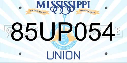 85UP054 Mississippi License Plate