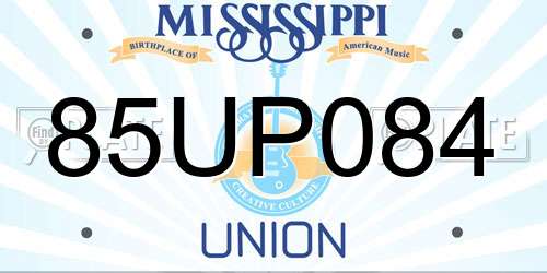 85UP084 Mississippi License Plate