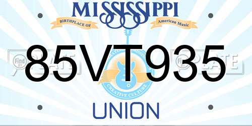 85VT935 Mississippi License Plate
