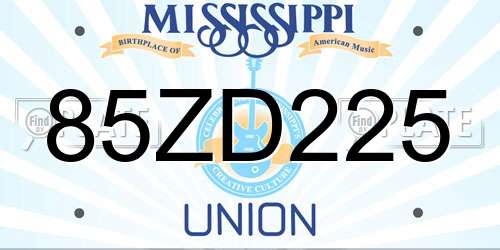 85ZD225 Mississippi License Plate