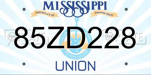 85ZD228 Mississippi License Plate