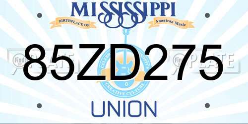 85ZD275 Mississippi License Plate