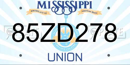 85ZD278 Mississippi License Plate