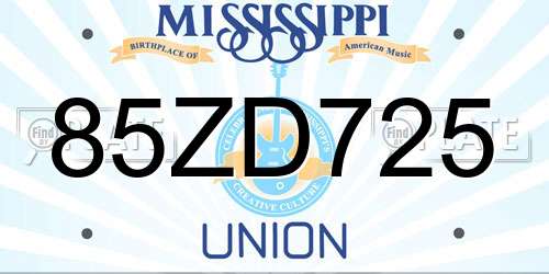 85ZD725 Mississippi License Plate