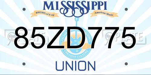 85ZD775 Mississippi License Plate