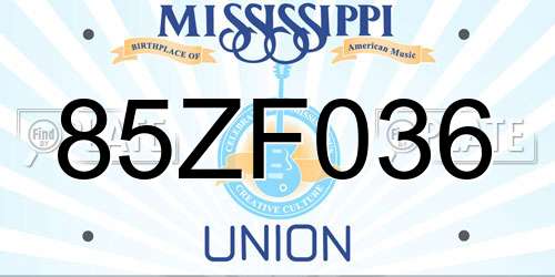 85ZF036 Mississippi License Plate