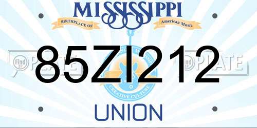 85ZI212 Mississippi License Plate
