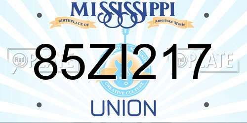 85ZI217 Mississippi License Plate