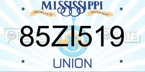 85ZI519 Mississippi License Plate