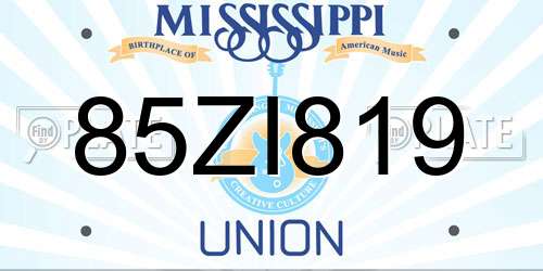 85ZI819 Mississippi License Plate