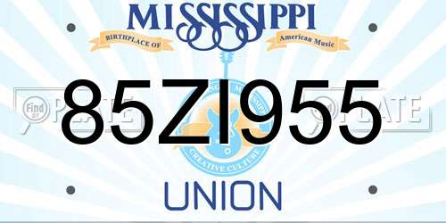 85ZI955 Mississippi License Plate